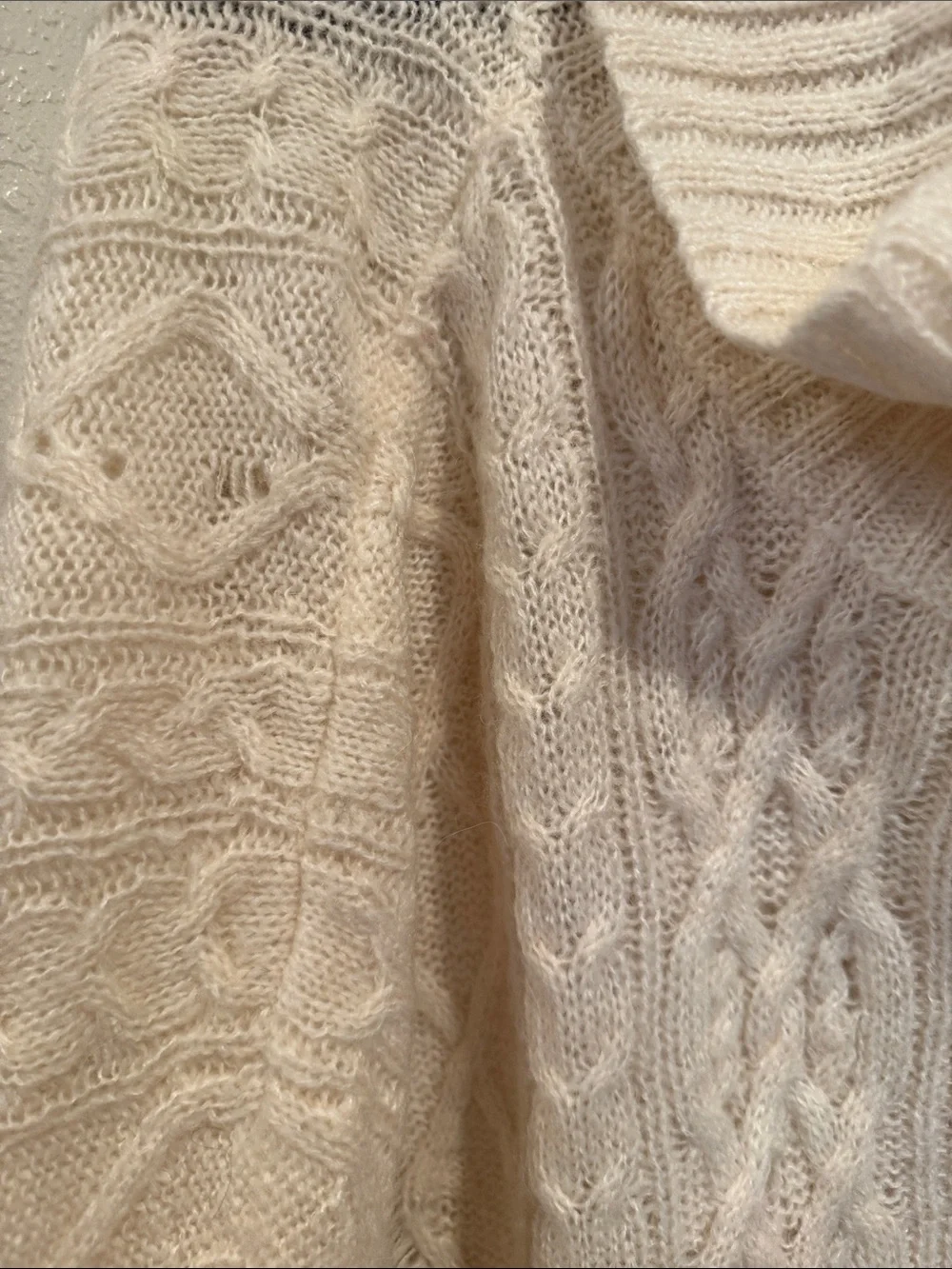 Free People EUC Cozy Cable Knit Cowl Neck Sweater - Cream